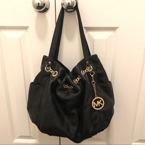 Michael Kors black leather shoulder purse